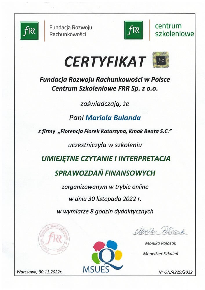 Mariola Bulanda Usługi Księgowe