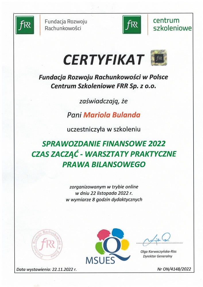 Mariola Bulanda Usługi Księgowe